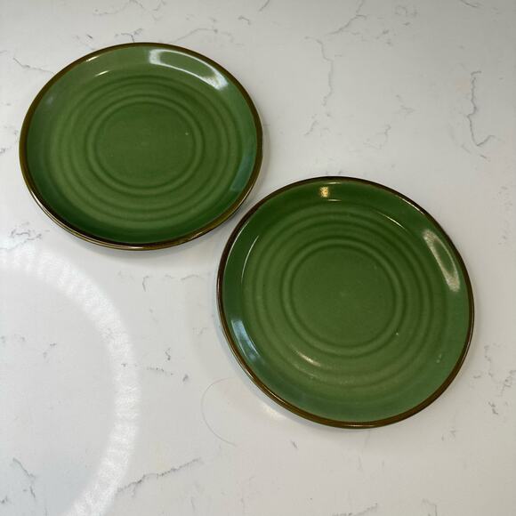 Jaclyn Smith Today Series Green Pattern Salad Plates Set of 2 - Picture 2 of 9